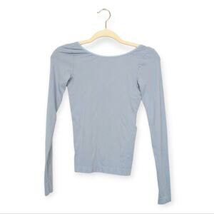 Free People Intimately Sky Blue Low Back Seamless Long Sleeve Top Size M/L